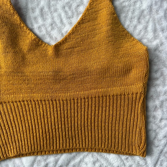 Debut Knit Crop Top Mustard Yellow - Picture 2 of 6